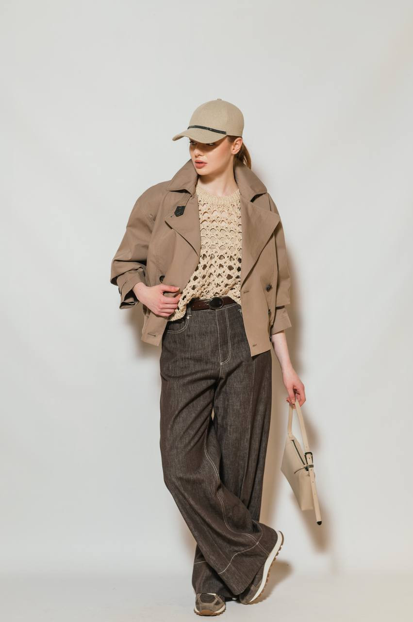 

Beige double-breasted jacket with monil chain Brunello Cucinelli