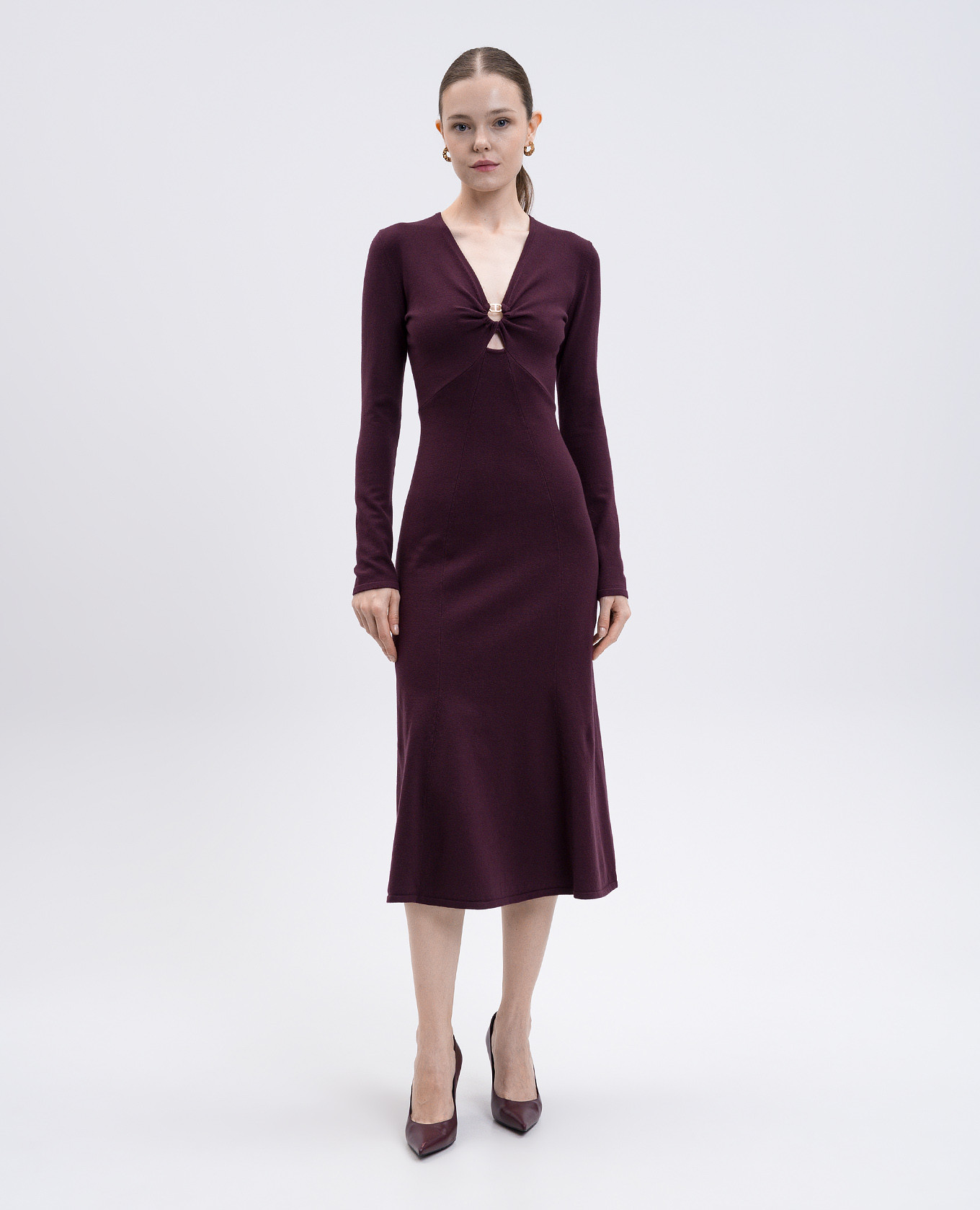 

Burgundy midi dress with logo Twinset