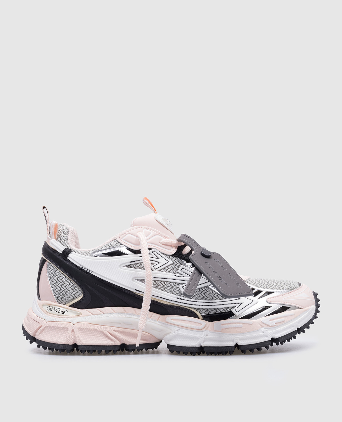 

Pink sneakers ow be right back with embossed logo Off-White