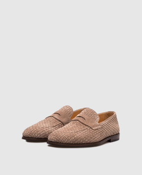 Brunello Cucinelli Beige suede loafers with weaving MZUIHCB799