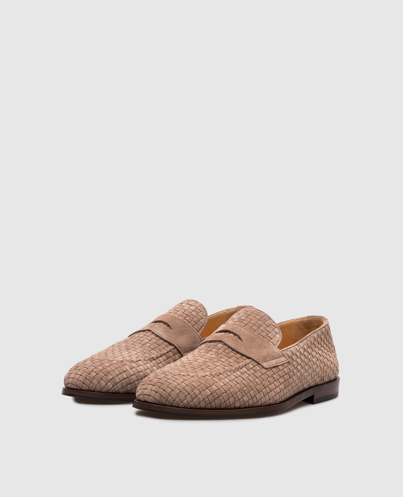 

Beige suede loafers with weaving Brunello Cucinelli