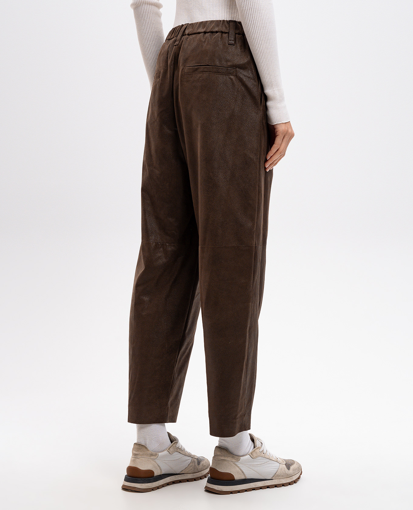 Brown leather pants Brunello Cucinelli 4