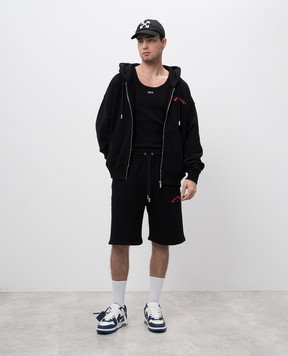 Off-White Black ribbed T-shirt with logo emblem OMUY006C99JER001