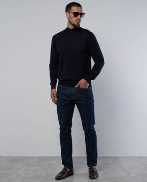 Stefano Ricci Blue jumper made of cashmere and silk K606125L10F24302