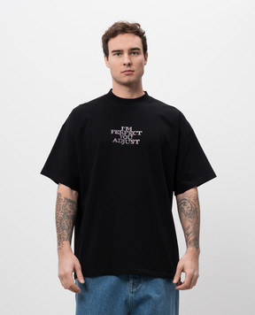 Vetements Black t-shirt with crystals UA66TR680Bm