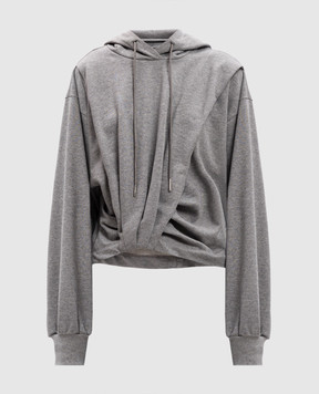 Juun.j Grey melange hoodie with drape JW5241W063
