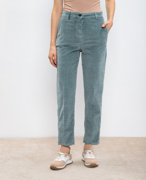 Peserico Green corduroy pants with logo P04524T303646