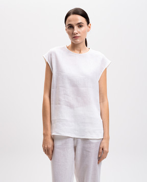 Asceno Dasha white linen top T034F06C02