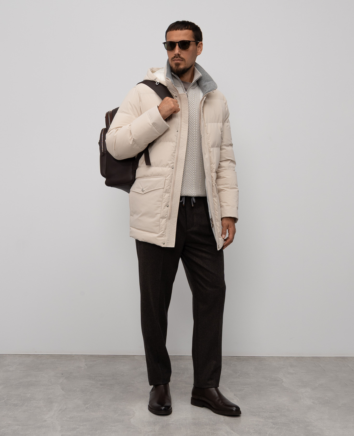 Beige cashmere sweater with a pattern Brunello Cucinelli 2