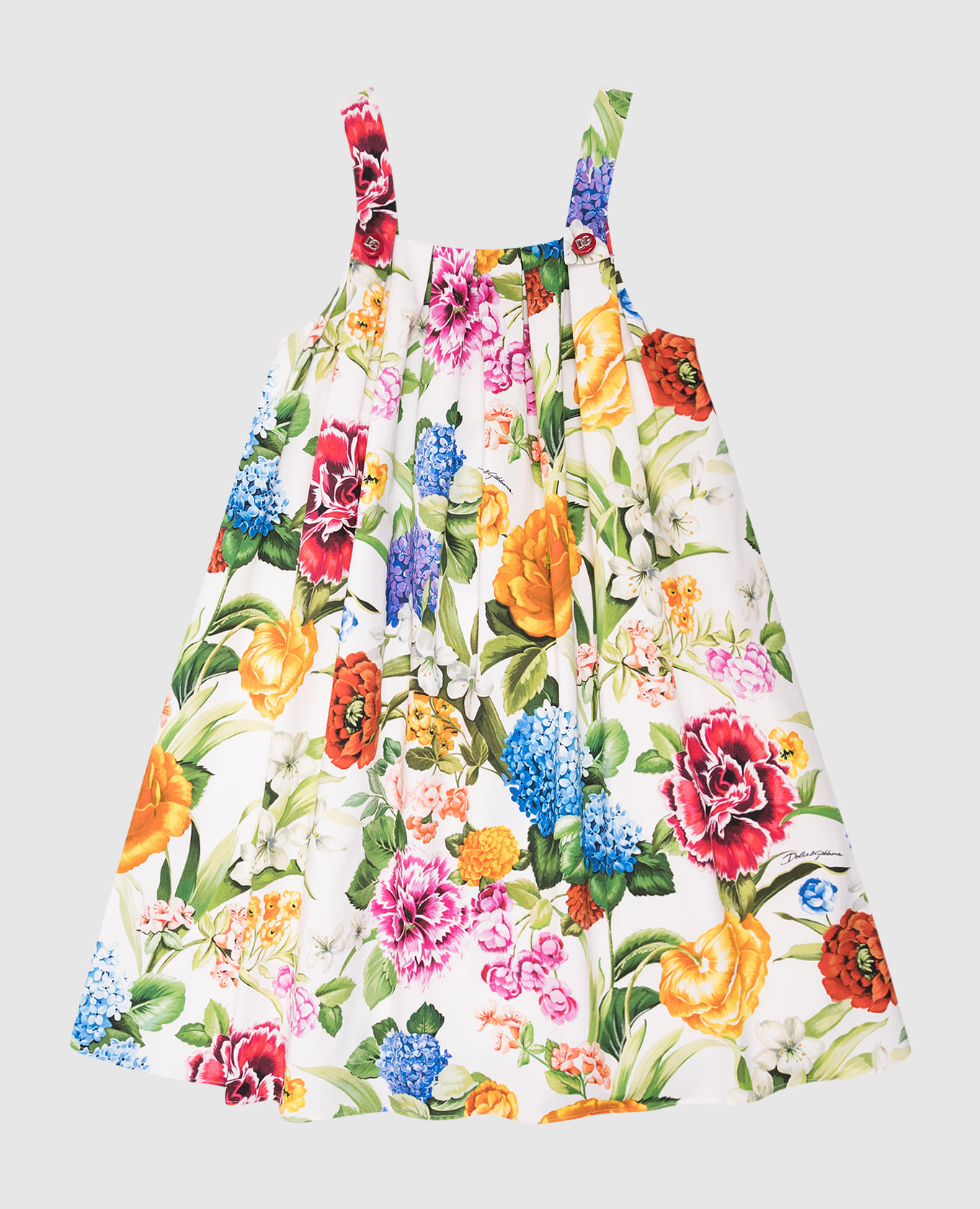 Children&#39;s mini dress in floral print with logo Dolce&Gabbana