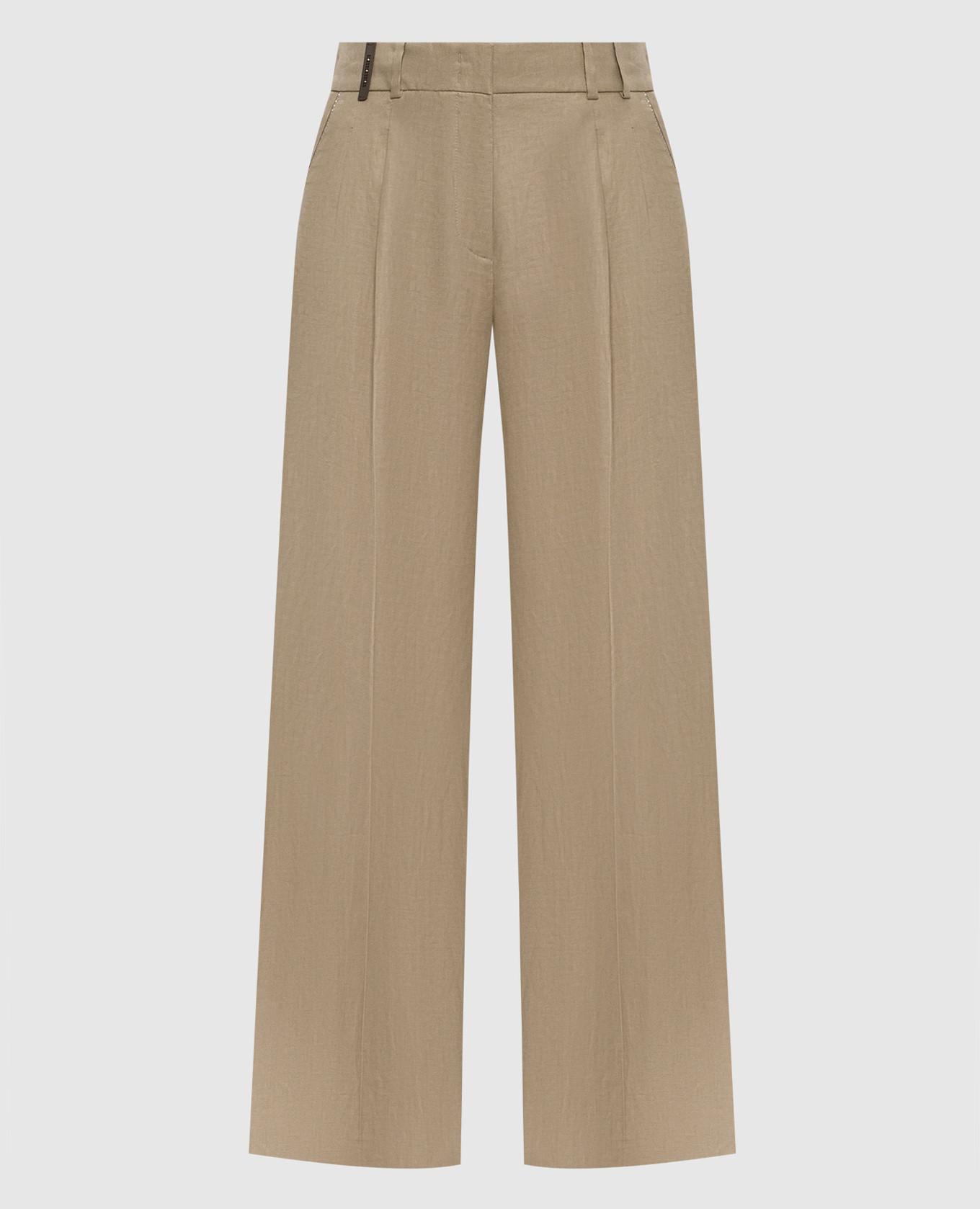 

Beige linen pants with monil chain Peserico