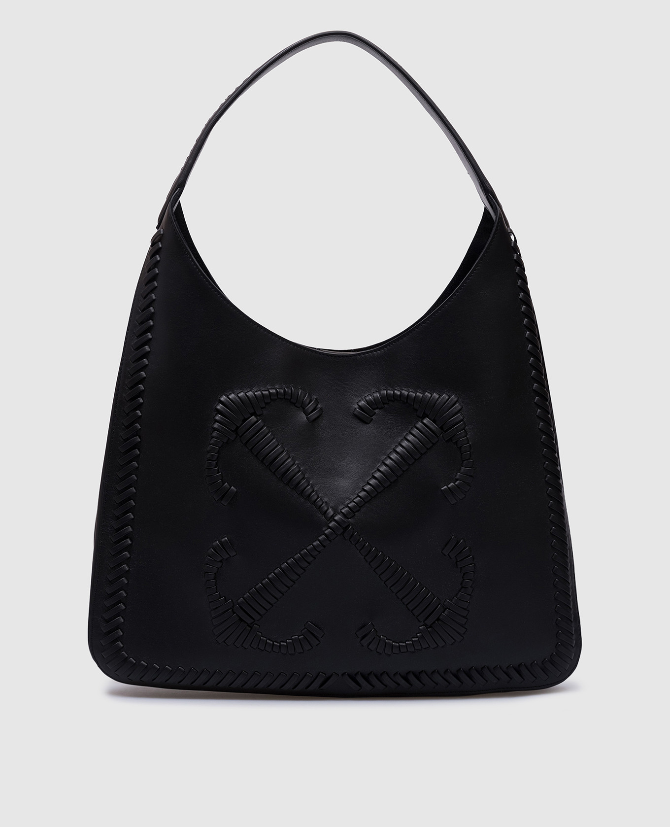 

Black leather metropolitan hobo bag with logo Off-White