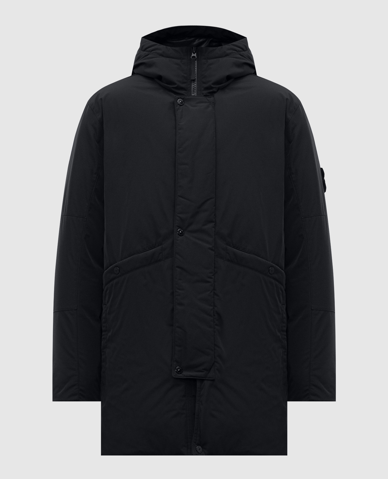 

Black down jacket with logo Stone Island
