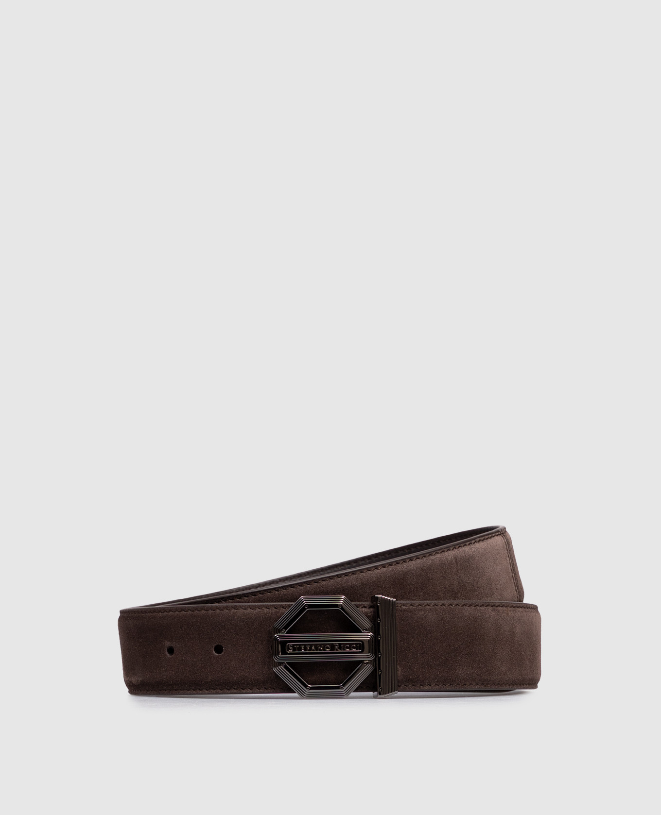

Brown suede belt with logo Stefano Ricci