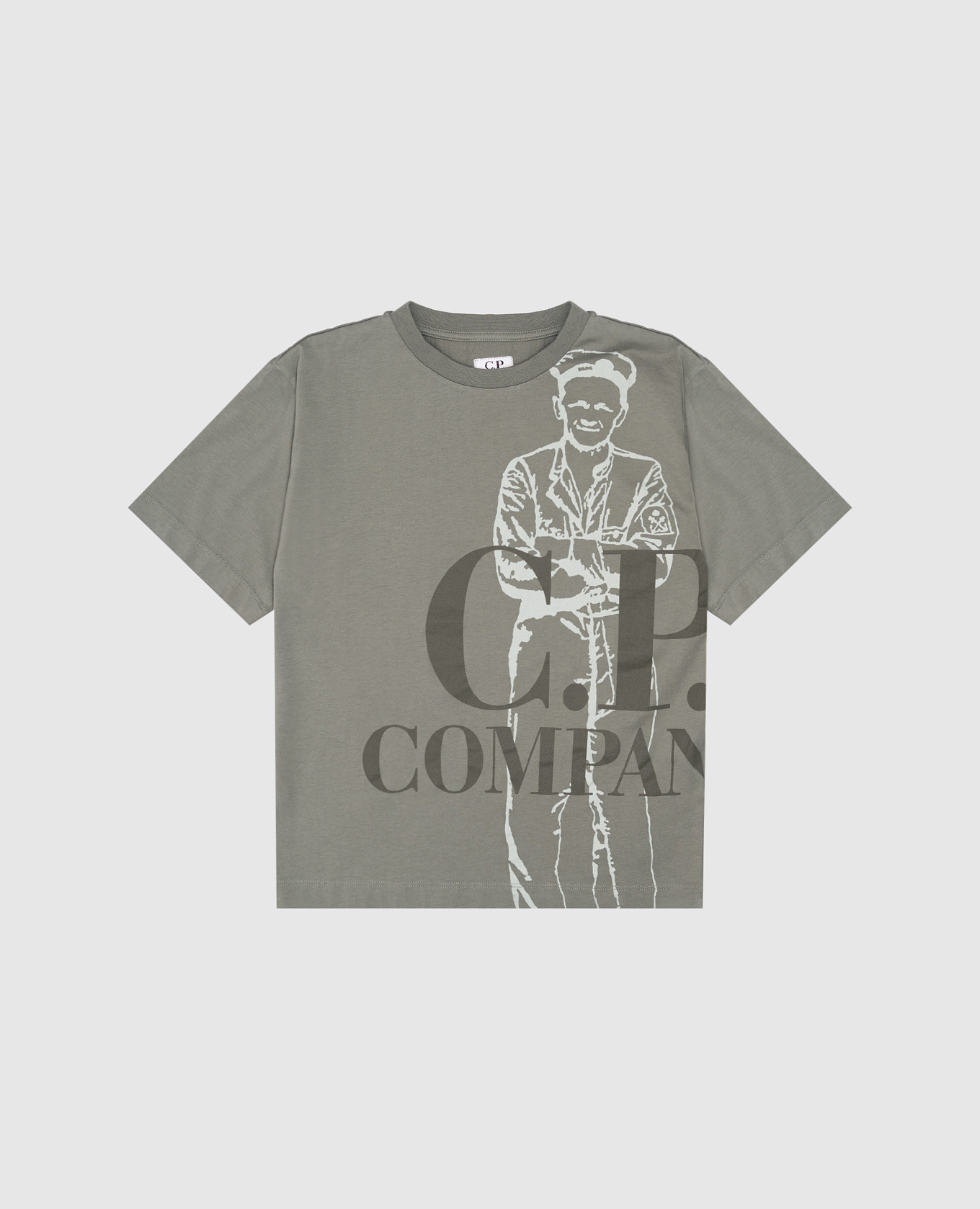 Children's green T-shirt with logo print