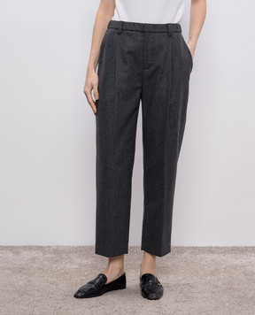 Brunello Cucinelli Gray Baggy Wool and Cashmere Pants MD588P8632
