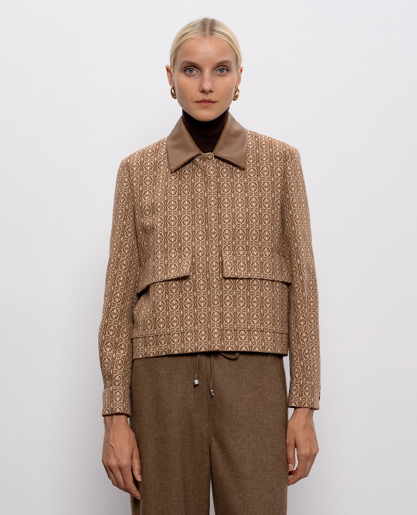 

VIBORG brown jacket with branded pattern Max Mara