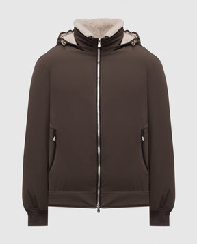 Brunello Cucinelli Brown down jacket with sheepskin MV4061606
