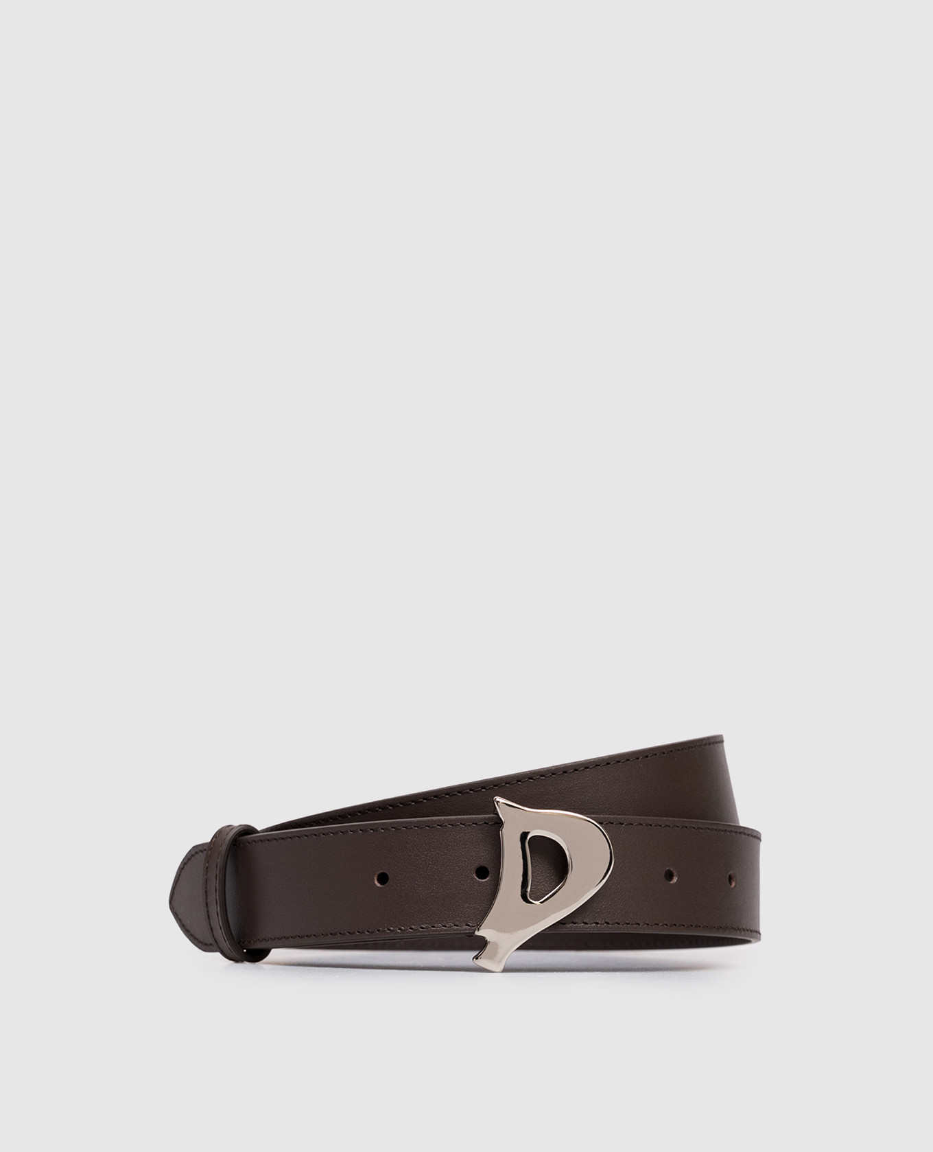 Brown leather belt with logo