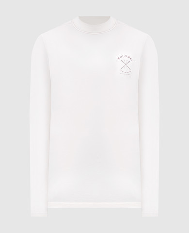 Beige silk longsleeve with logo print