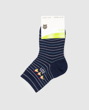 RiminiVeste Children's blue socks Ciocca in a stripe with a pattern 4512