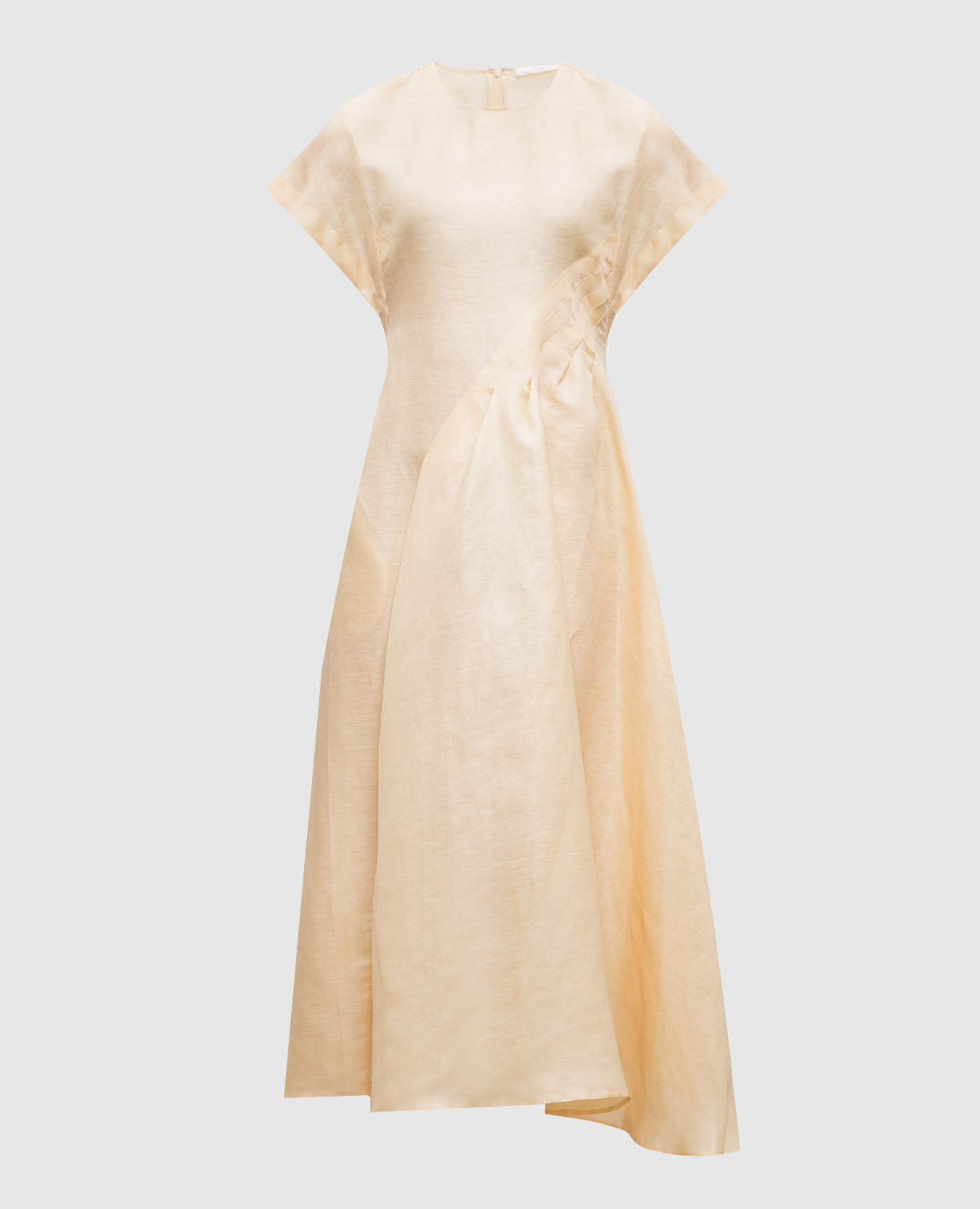 Yellow midi dress made of linen and silk CO