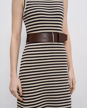 Max Mara Brown leather belt with weaving WAISTBAND60