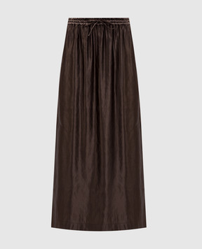 Lou Lou Studio LIAM brown linen and silk skirt LIAM