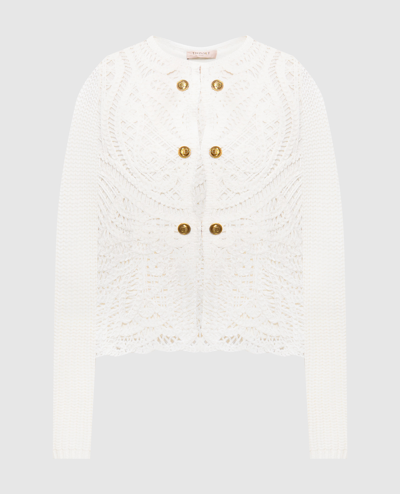 

White openwork cardigan with wool Twinset