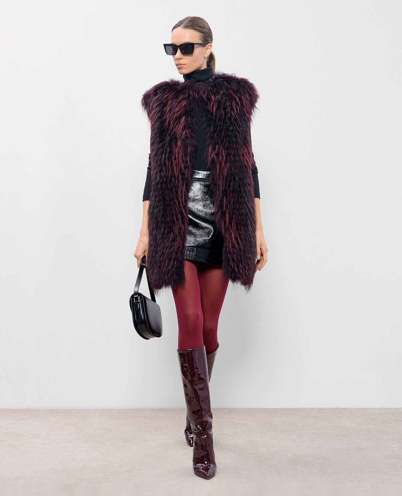 

Burgundy fur vest Giuliana Teso