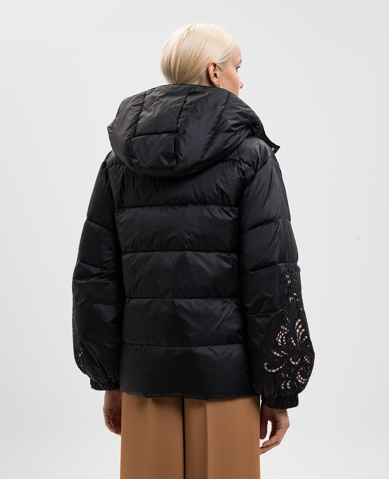 

Black down jacket with embroidery Twinset