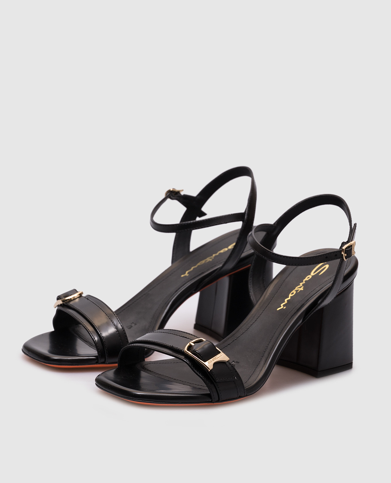 

Black leather glossy sandals Santoni