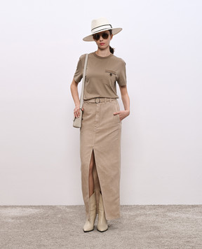Brunello Cucinelli Brown T-shirt with monil chain M0T81VE210