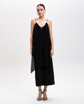 Materiel Black silk top with ribbons RE25N2182BLBK