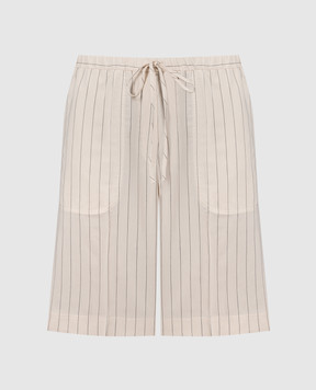 Toteme Beige striped shorts 242WRB1674FB0112