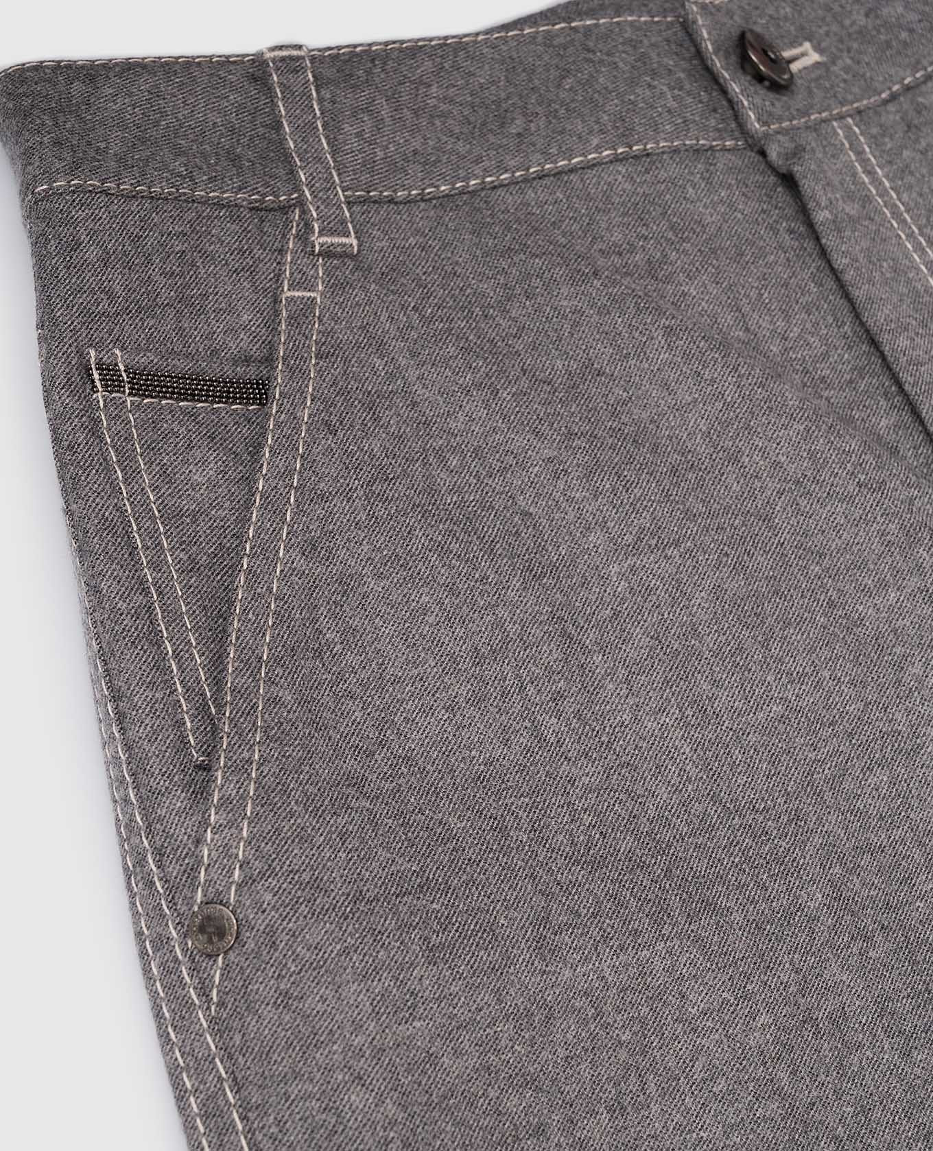 Children's gray flared pants with wool Brunello Cucinelli 3