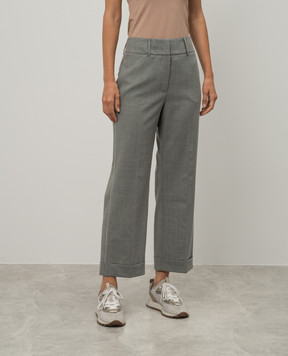 Peserico Gray wool trousers with monil chain A0470202661