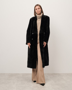 Simonetta Ravizza HARRY black double-breasted sheepskin coat F04CO143H15