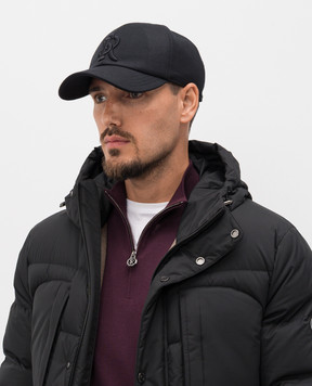 Stefano Ricci Black wool cap with embroidered monogram logo MCV530006FW610
