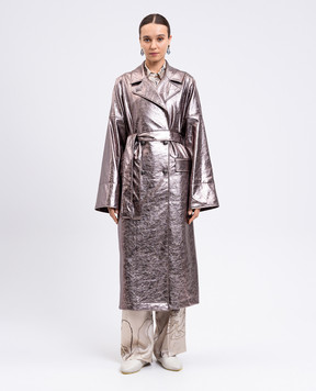 Momoni Sayuri silver double-breasted coat MOCO027MO29