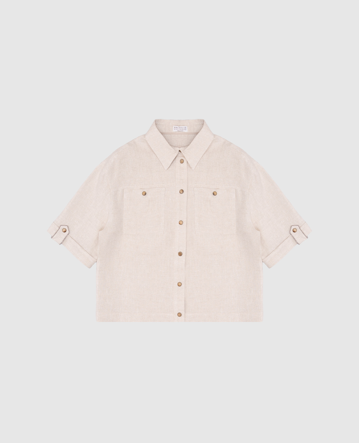 

Children's beige linen shirt with lurex Brunello Cucinelli