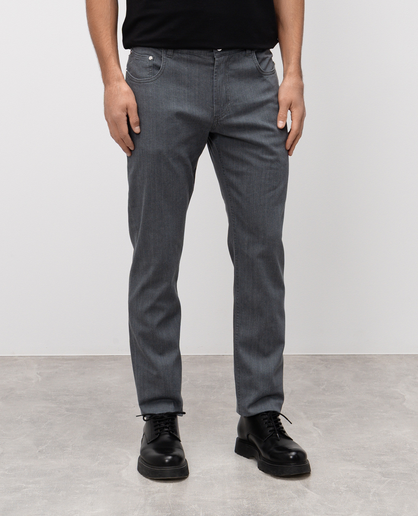 MONOPOLI gray jeans with logo patch Cashmere&Whiskey 3