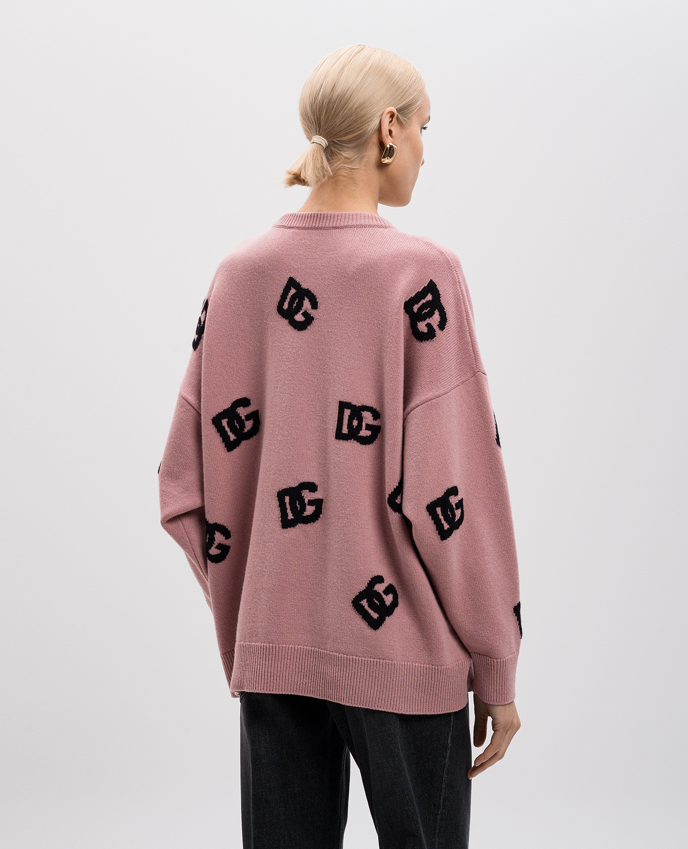 

Pink wool sweater with monogram logo pattern Dolce&Gabbana