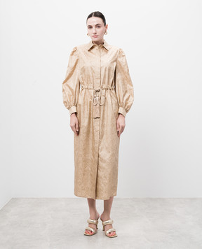Max Mara APE beige silk shirt dress with floral print APE