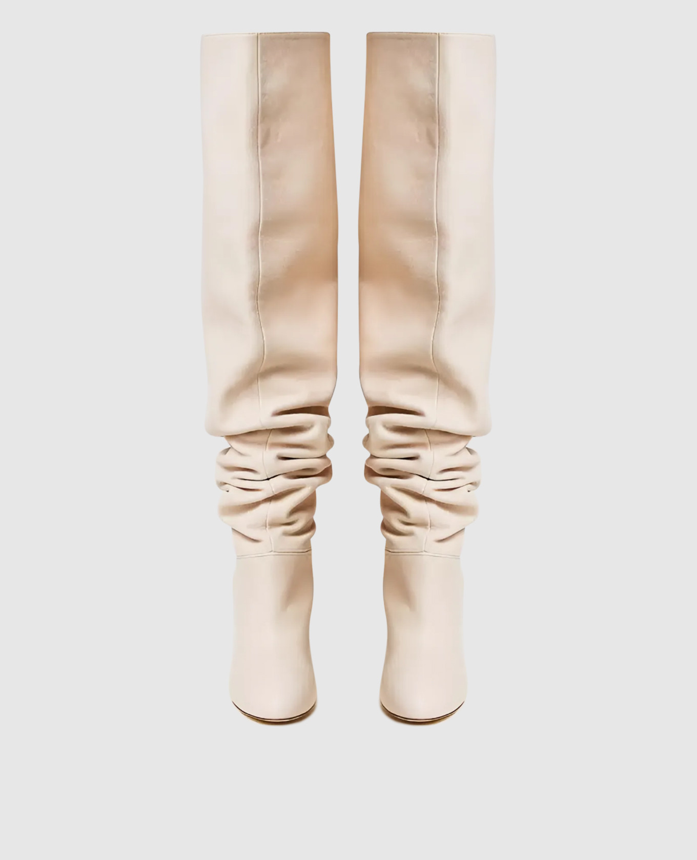 

Beige leather over-the-knee boots Twinset