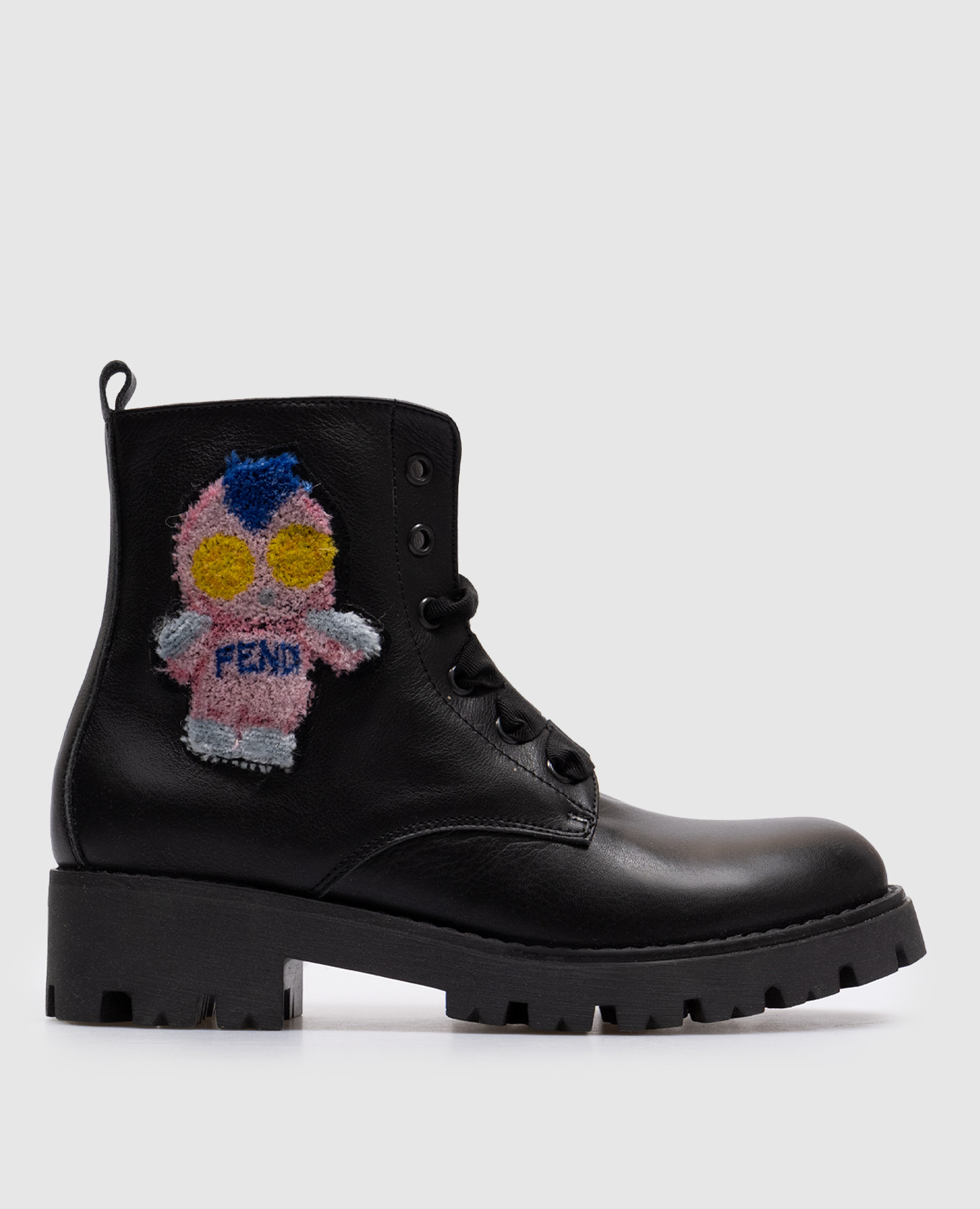 Fendi Children's black leather boots with logo