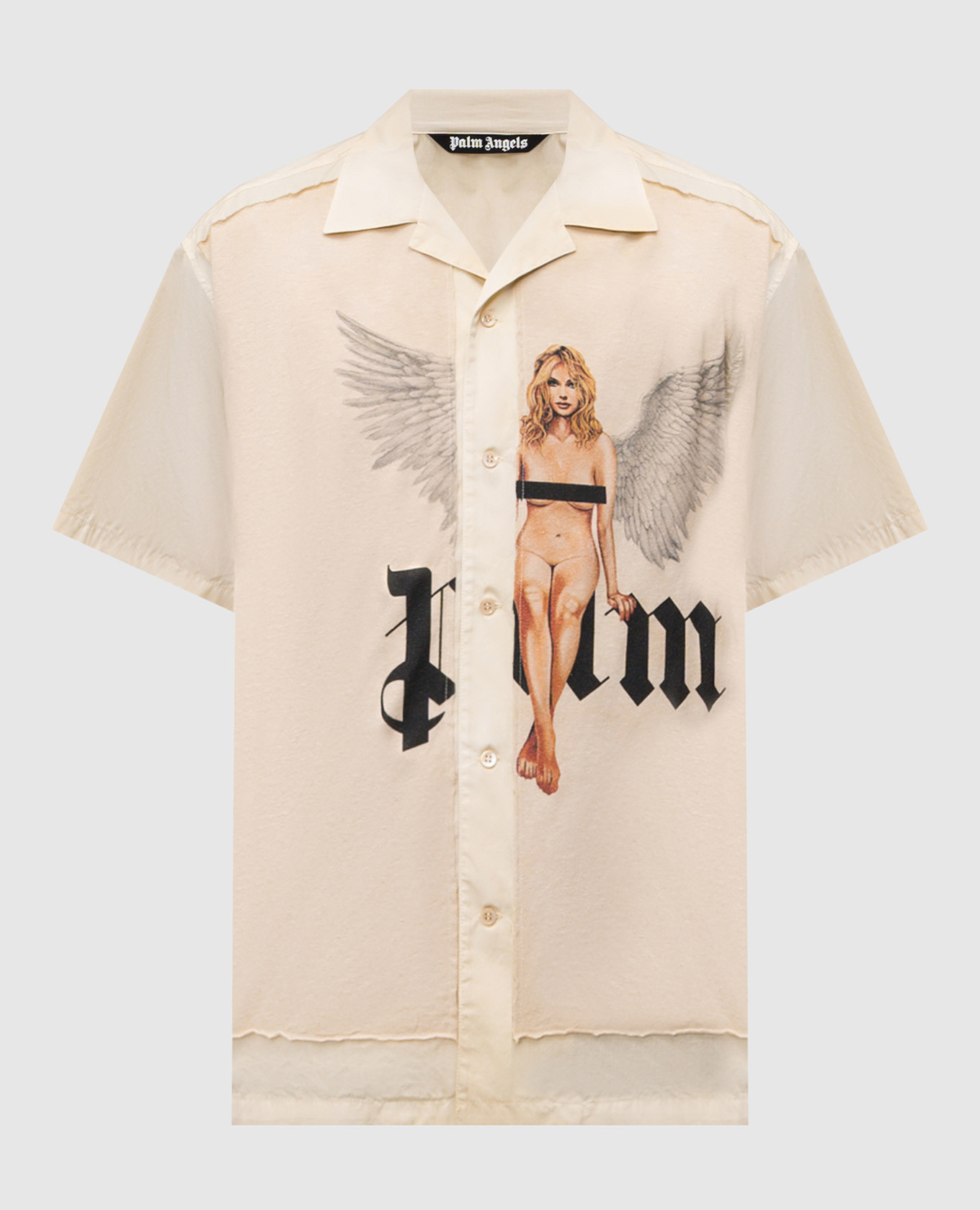 

Beige Crystal Pin Up printed shirt Palm Angels
