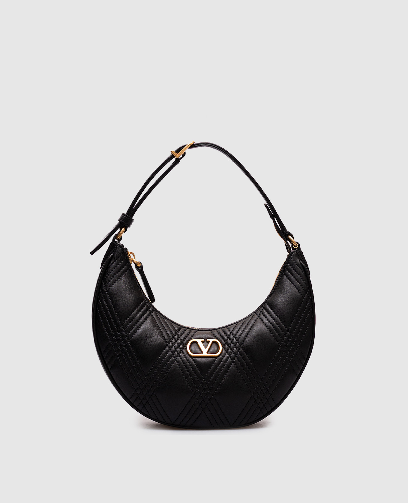 

Black leather hobo bag QUILTIE 67 Valentino