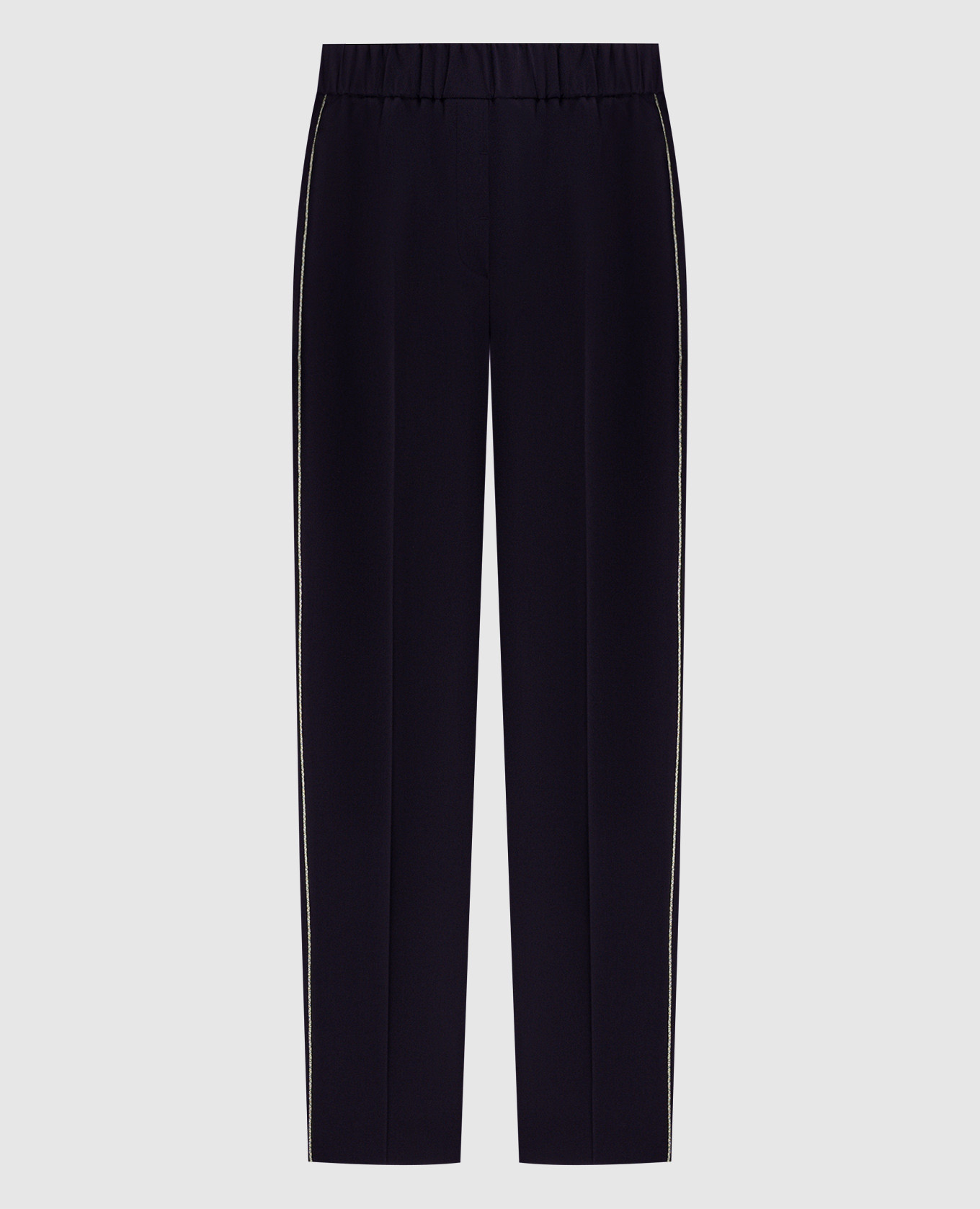 Blue wool pants with monil chain Peserico