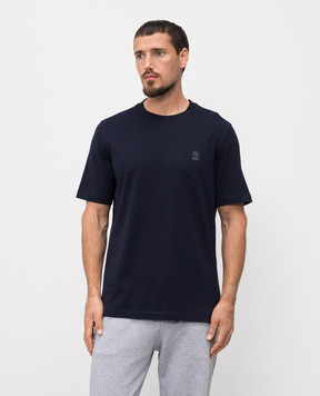 Brunello Cucinelli Blue t-shirt with logo emblem print M0B138440